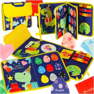 Tablica manipulacyjna sensoryczna montessori walizka plecak niebieski