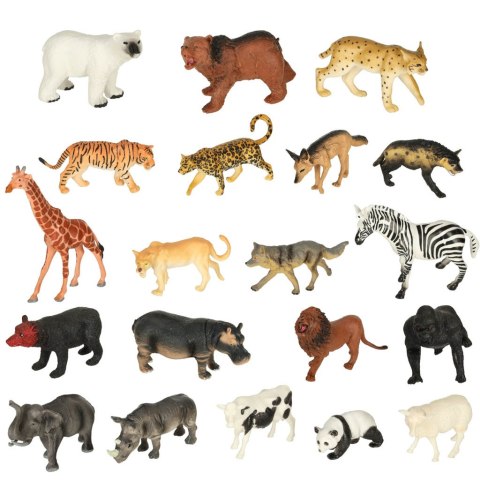 Figurki zwierząt zwierzęta zoo safari farma akcesoria skrzynka 59 el.